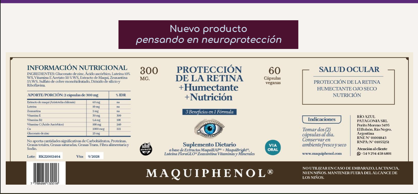 Etiqueta Oficial Maquiphenol Protección de la Retina - 3 Beneficios en 1 Fórmula