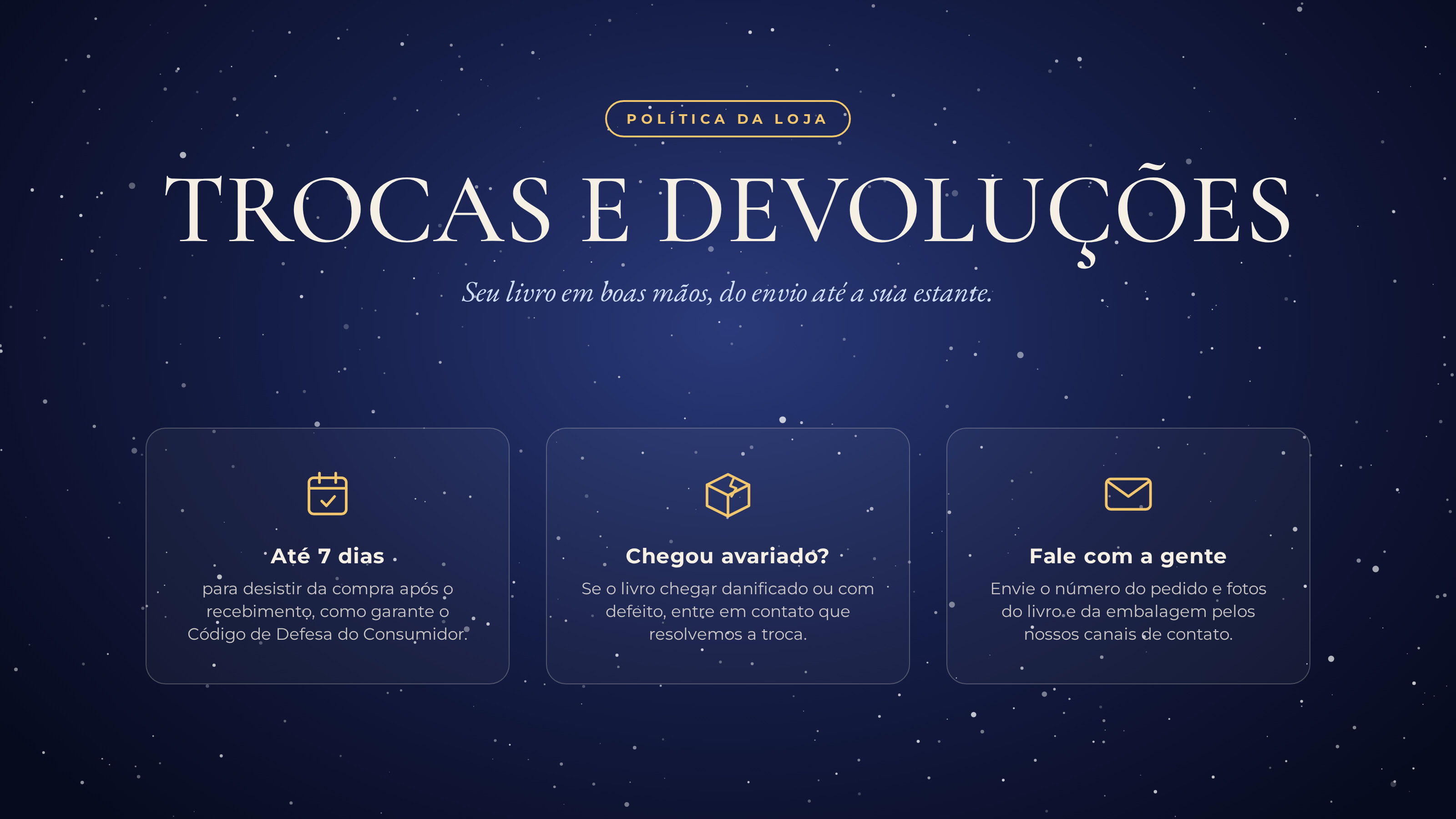 Trocas e devoluções da loja Flyzila: até 7 dias para desistir, troca de livro avariado e atendimento por e-mail