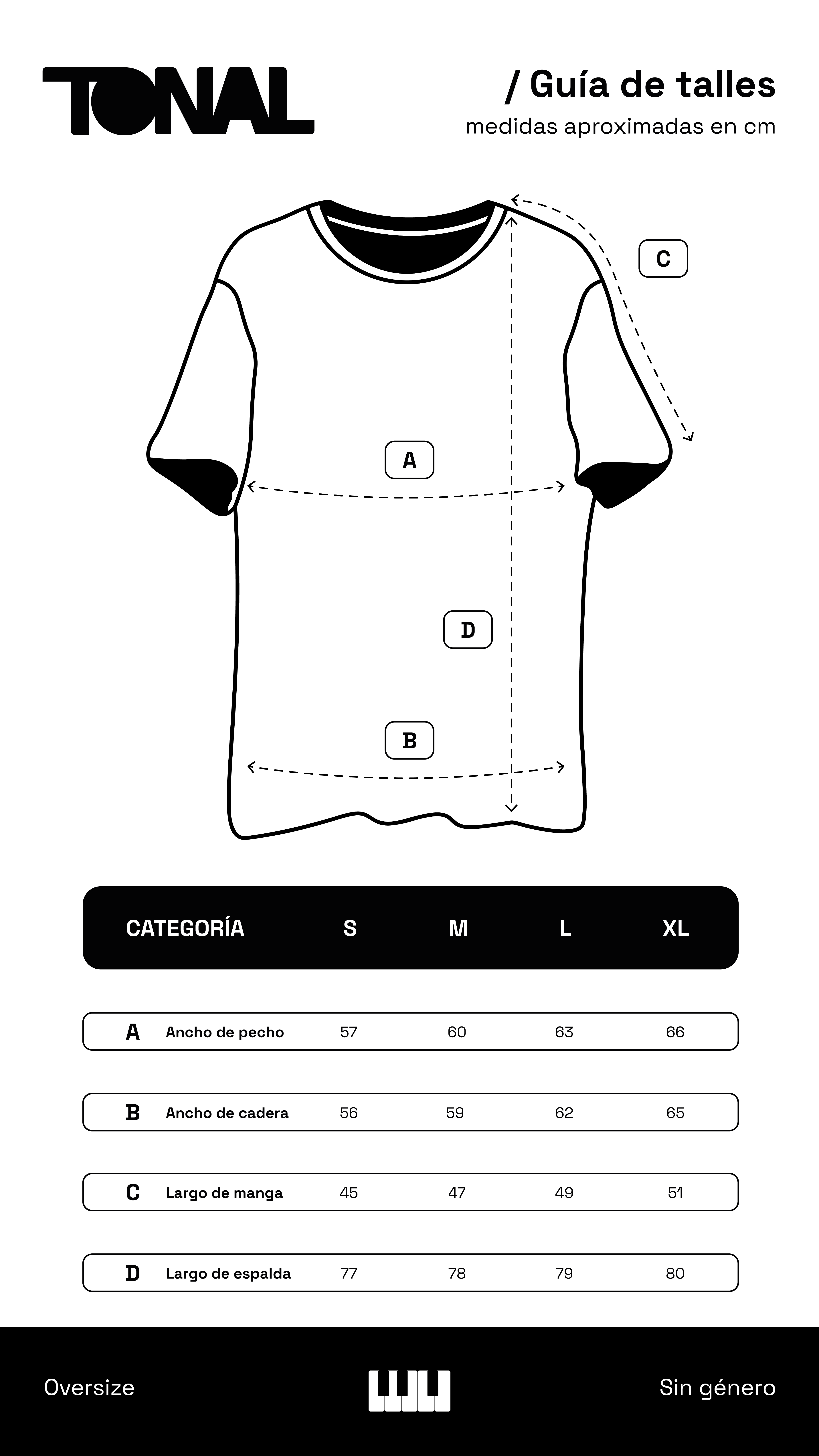 Guía de talles de remeras oversize