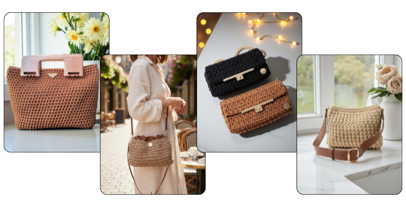 Bolsas croche contemporâneo