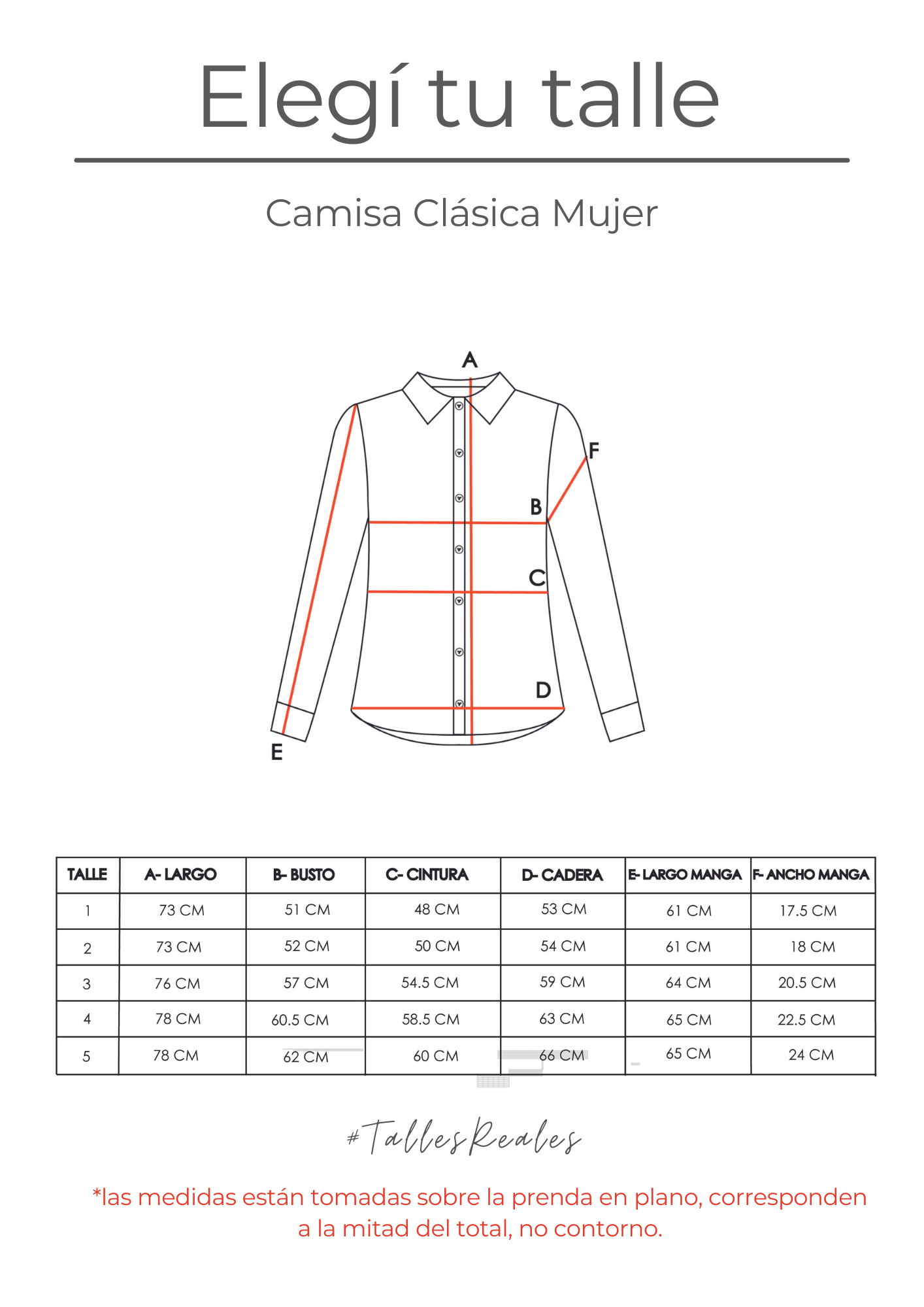 Guía de talles Camisa Clásica