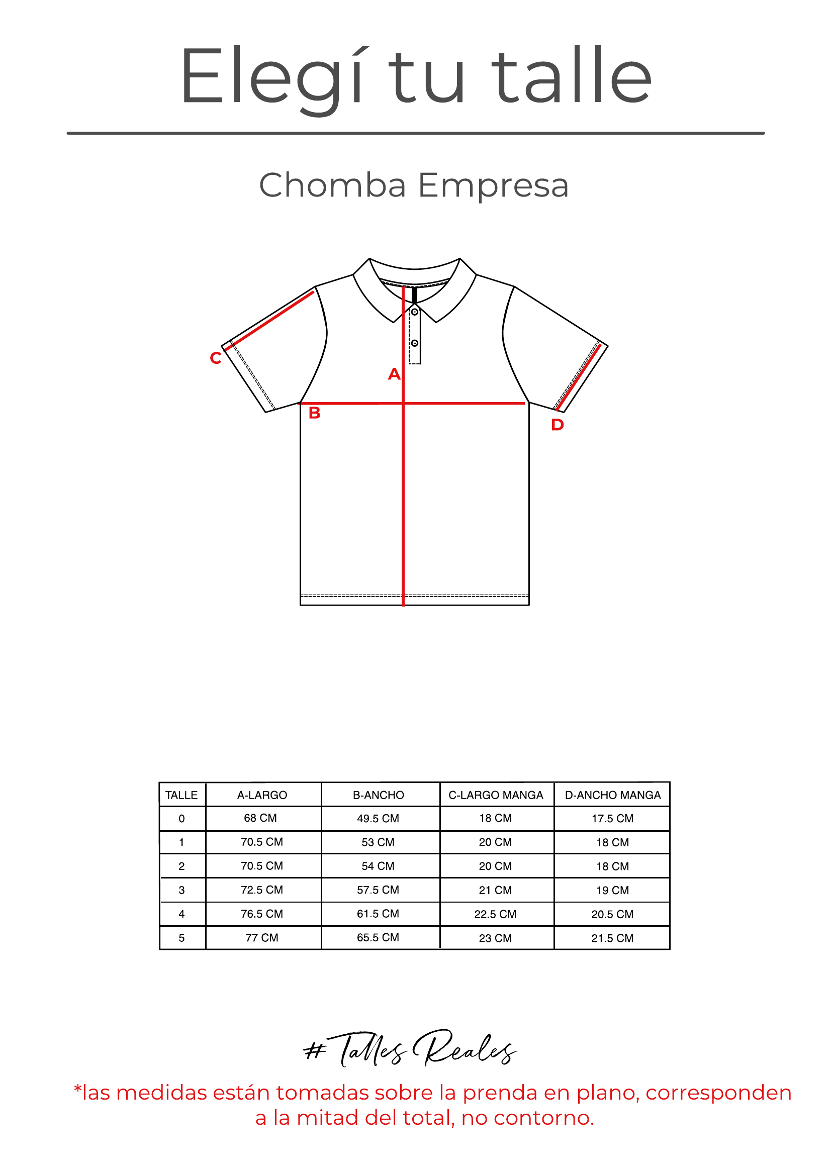 Guía de talles Chomba Empresa