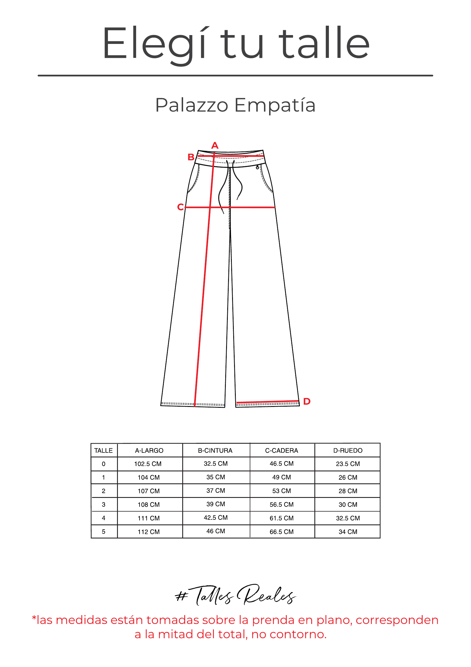 Guía de talles Palazzo Empatía