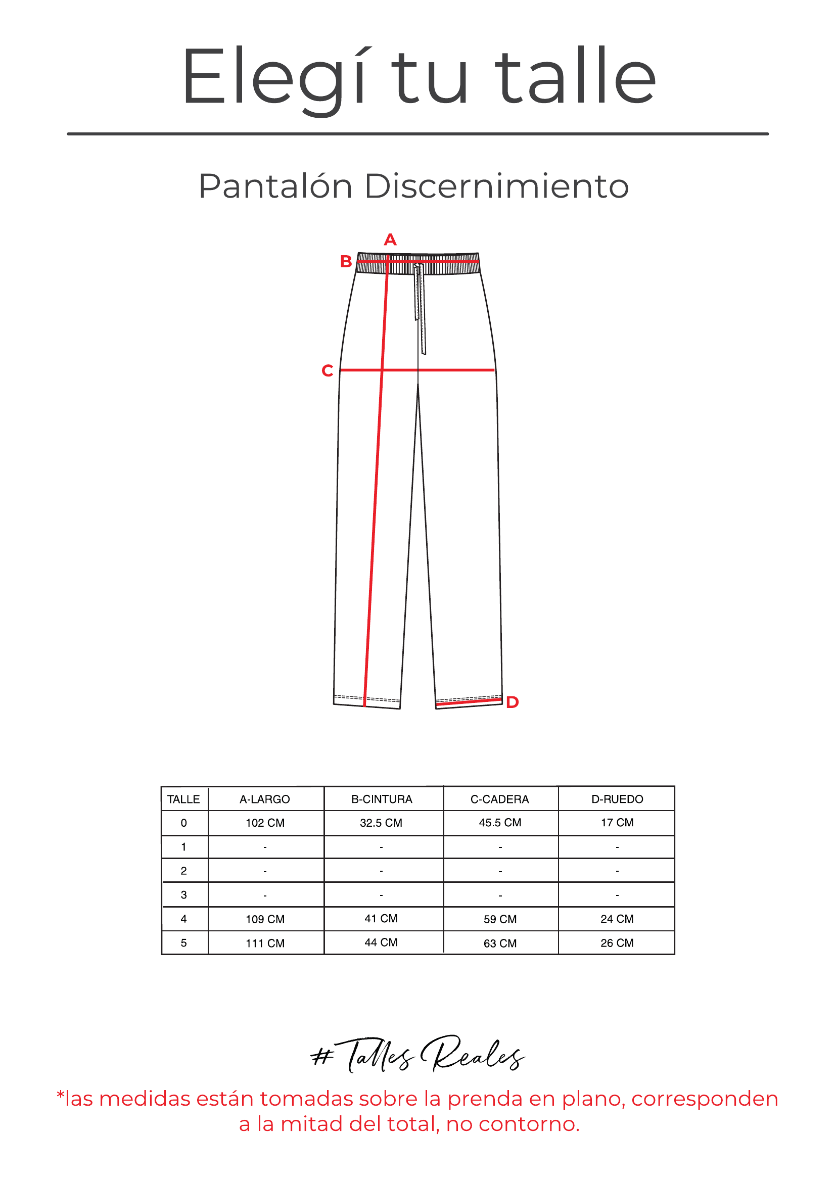 Guía de talles Pantalón Discernimiento