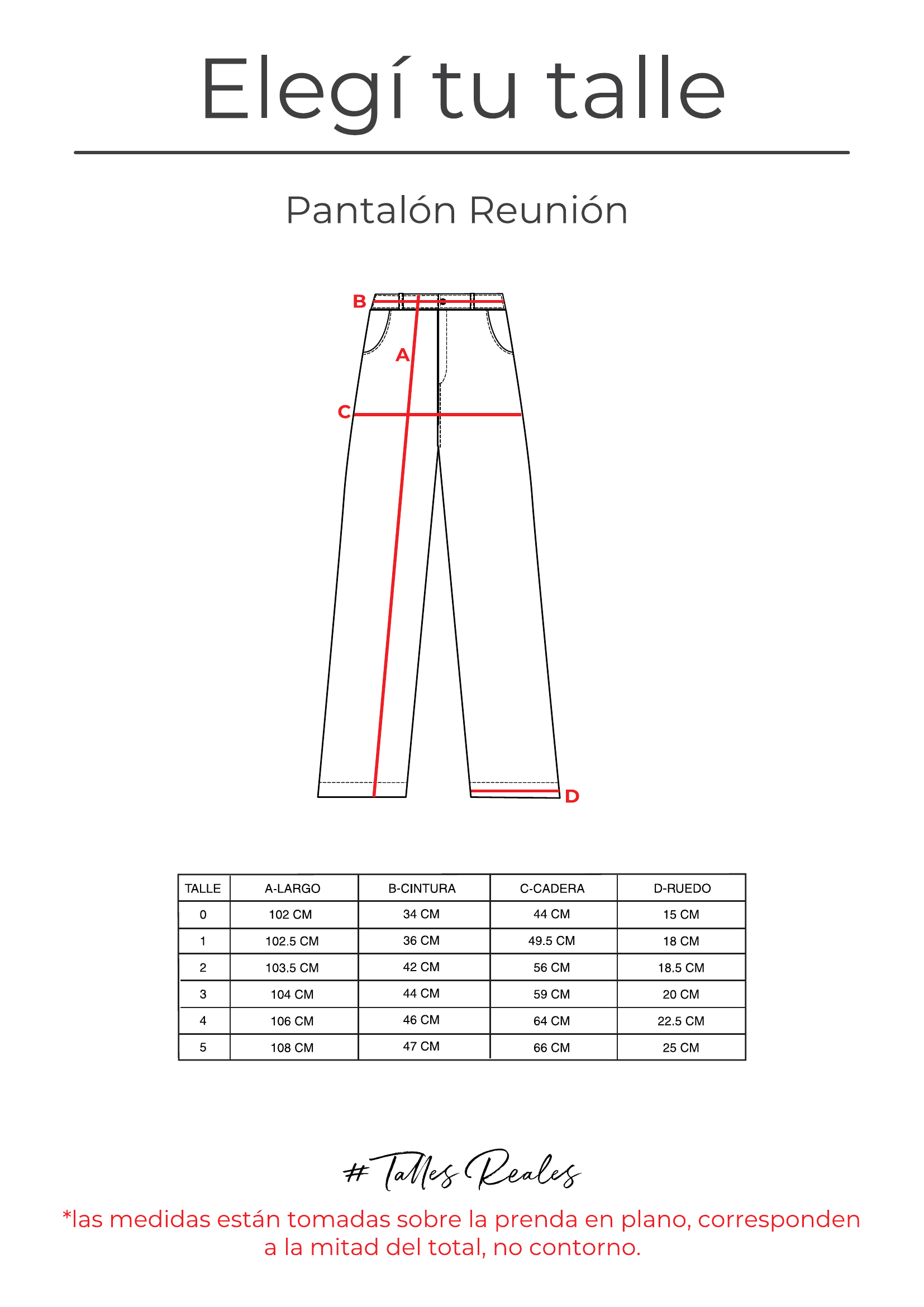 Guía de talles Pantalón Reunión