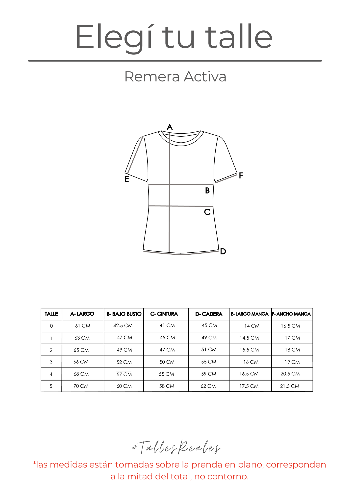Guía de talles Remera Activa