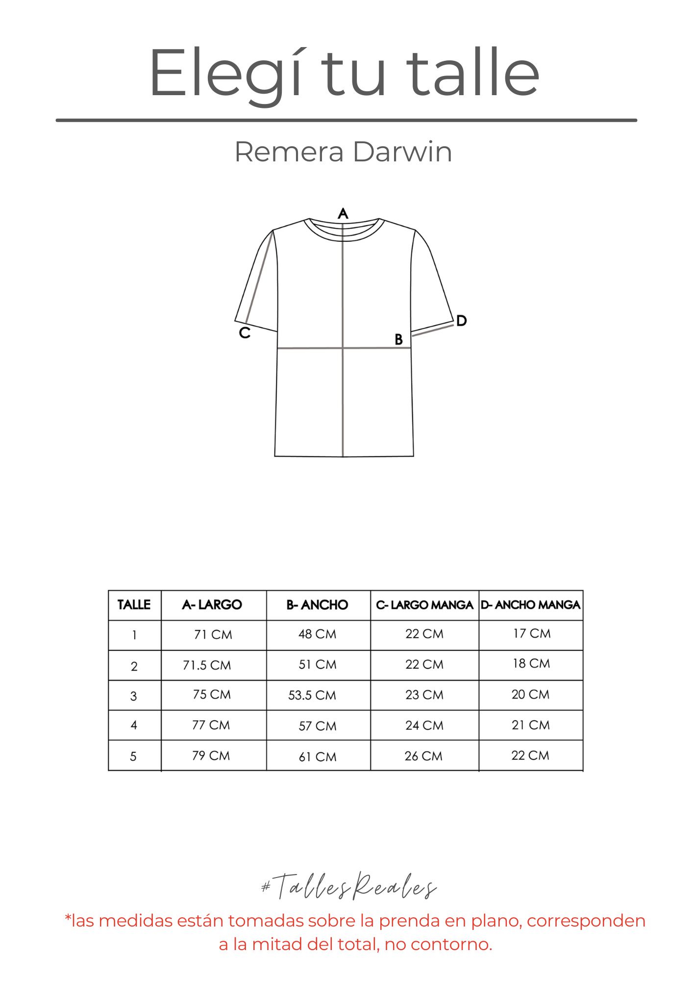 Guía de talles Remera Darwin