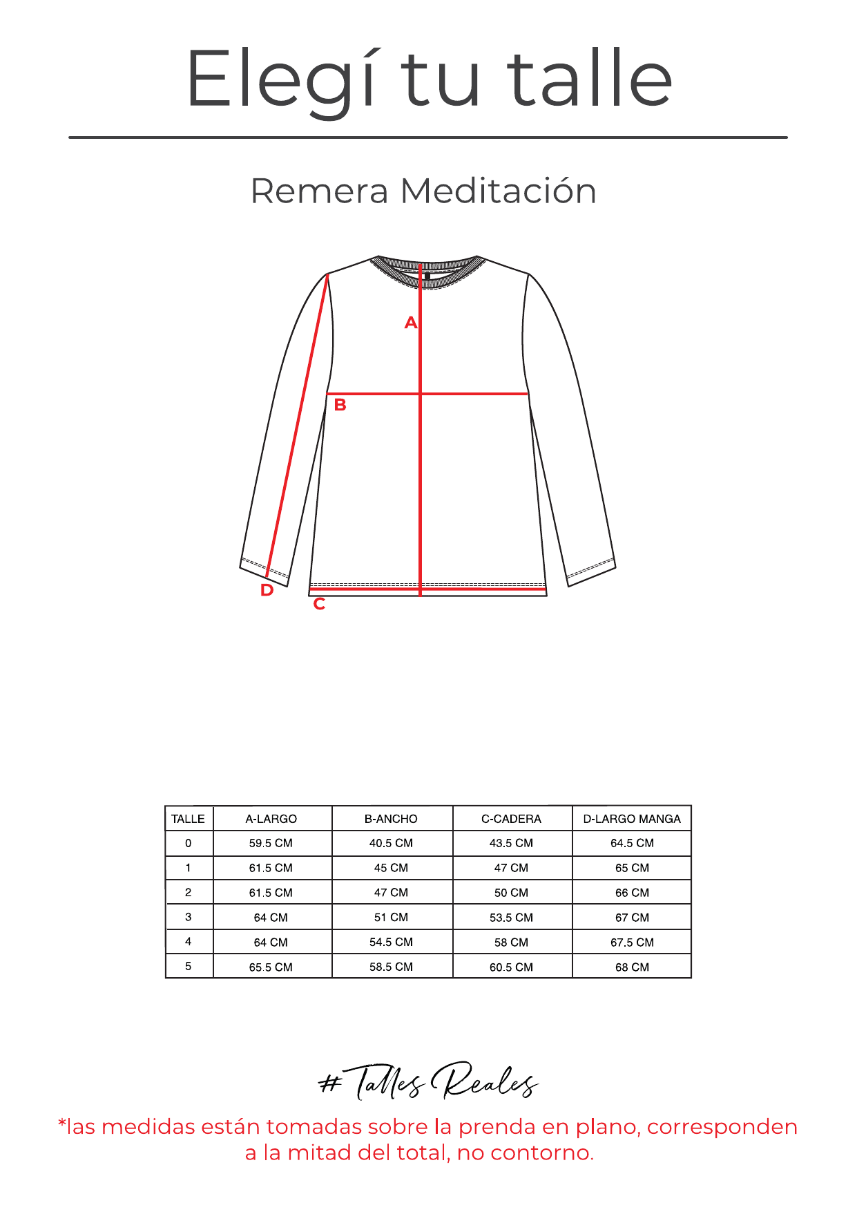 Guía de talles Remera Meditación