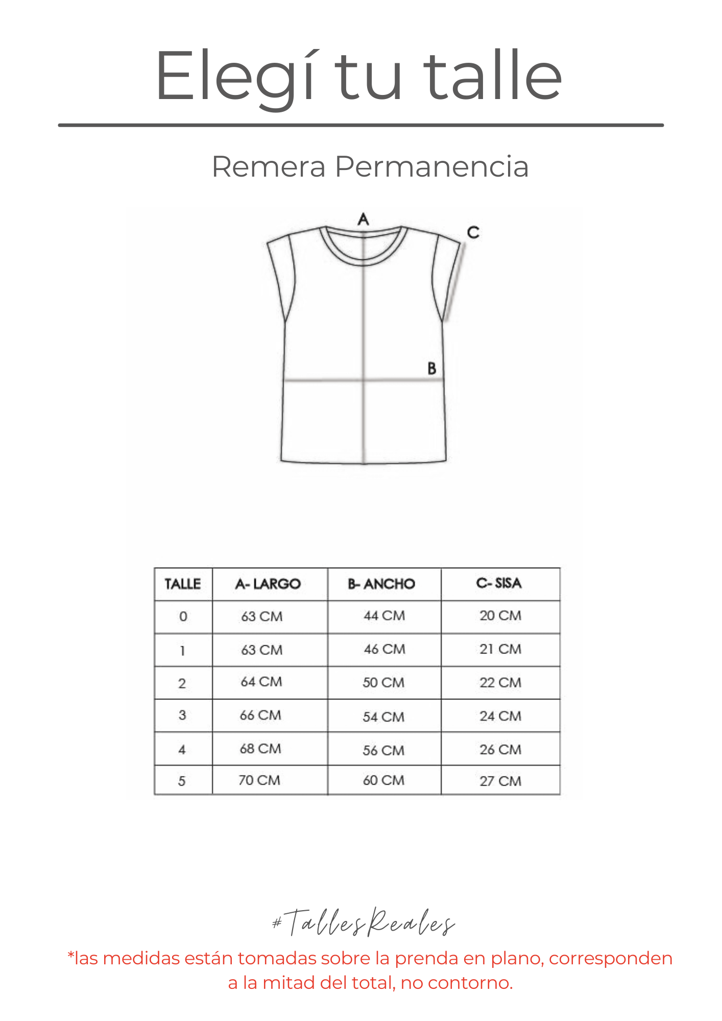 Guía de talles Remera Permanencia