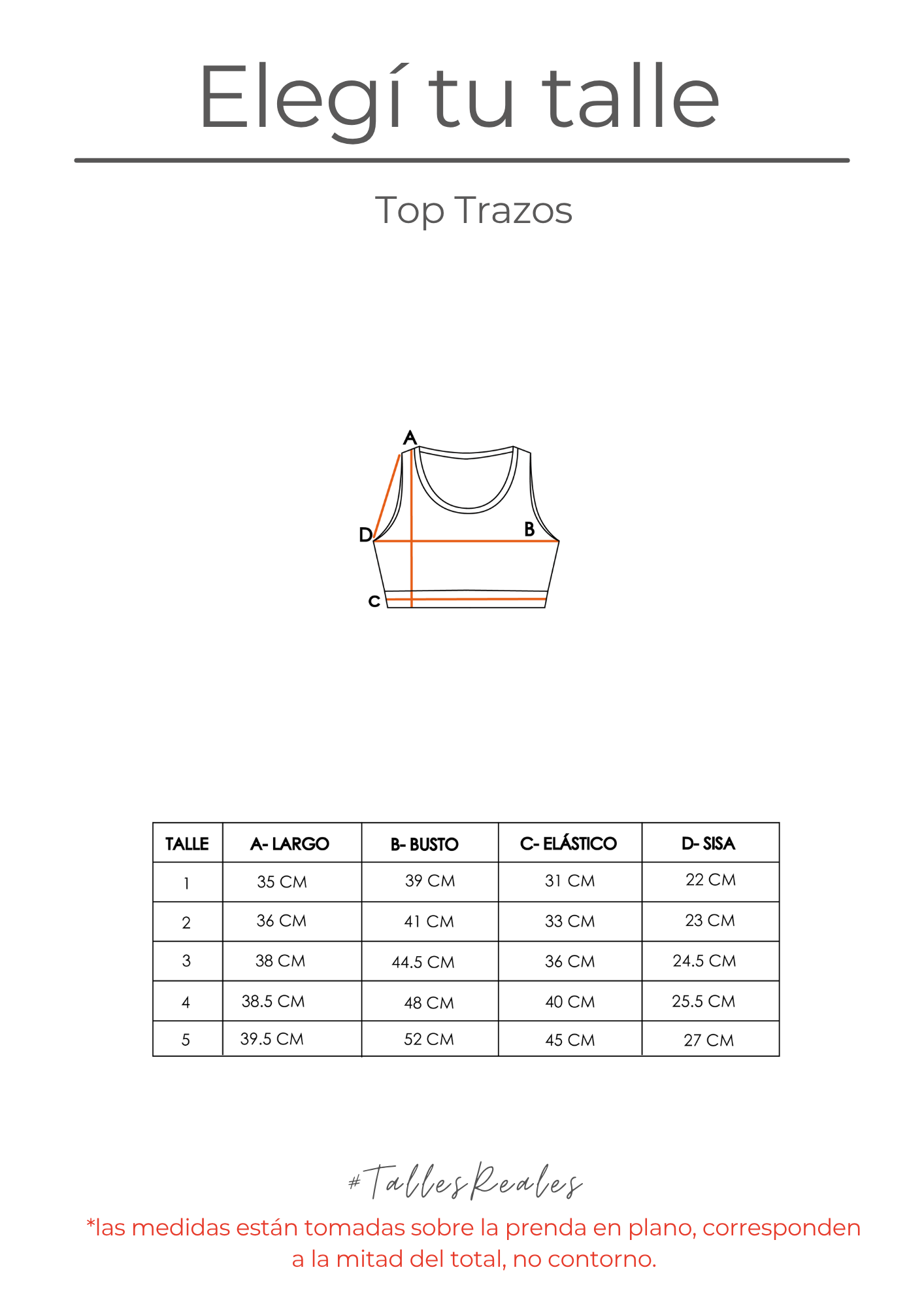 Guía de talles Top Trazos
