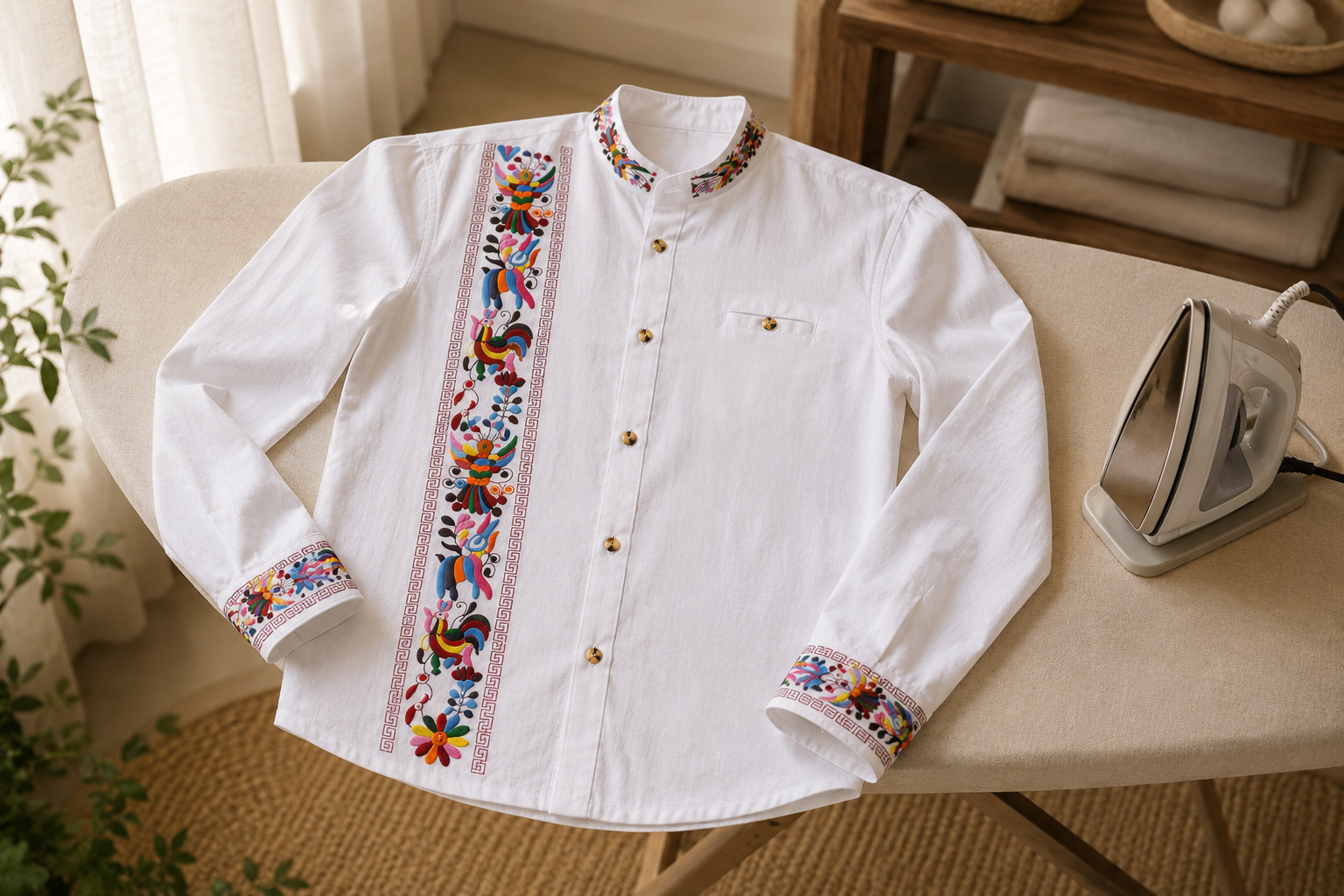 Camisa de manta sobre burro de planchar