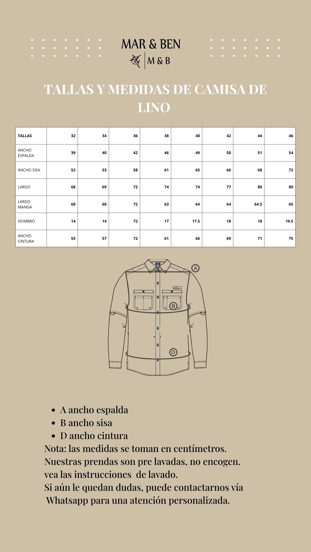 Gu&iacute;a de tallas