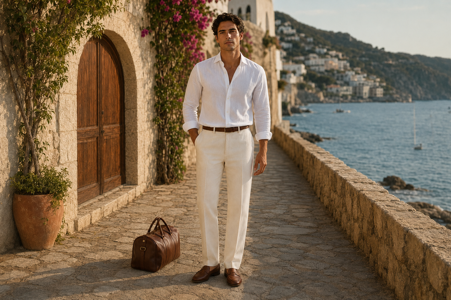 Pantal&oacute;n de Lino Brisa Beige-Crudo, c&aacute;psula de viaje de verano Mar and Ben
