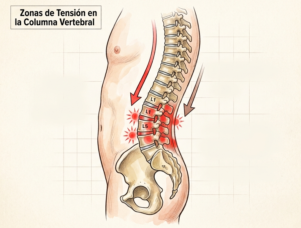 Zonas de tensi&oacute;n en la columna vertebral