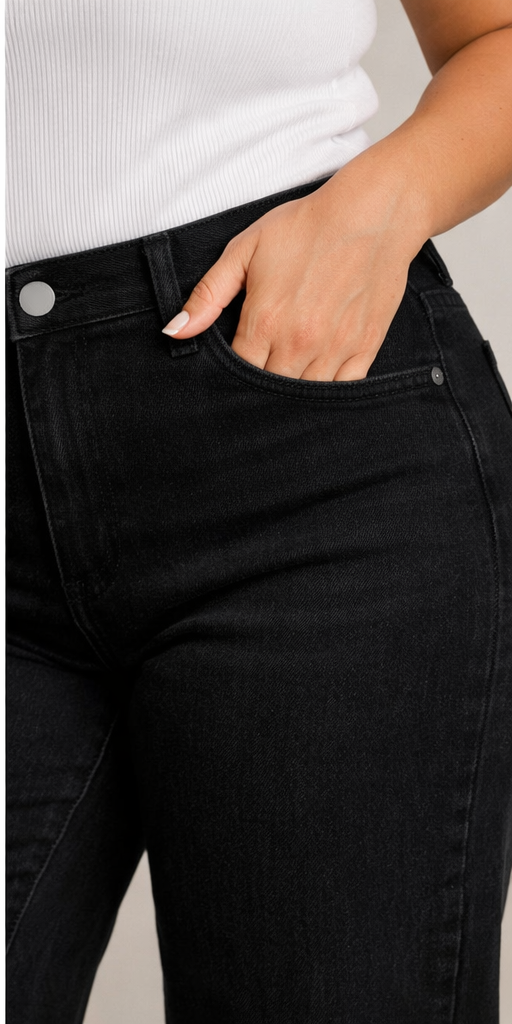 Wide Leg Jean Negro Vittoria - calce frontal