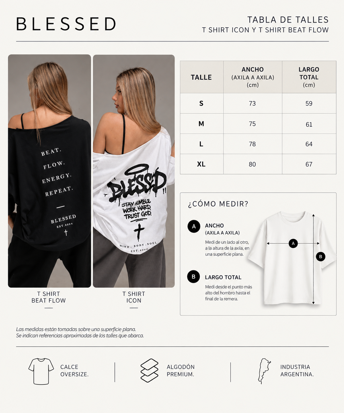 Guía de talle T-SHIRT ICON ESCOTE EN V