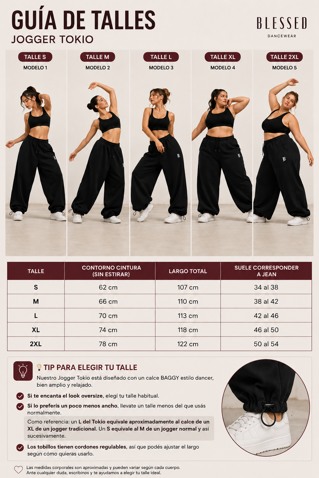 Guía de talle JOGGER TOKIO frisado premium (baggy)