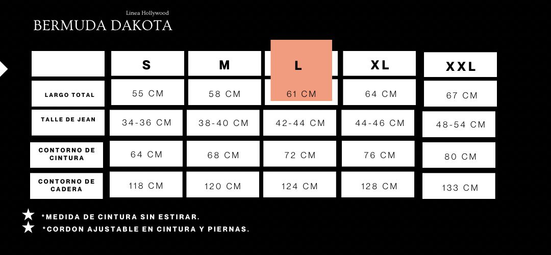 Guía de talle Bermuda Dakota