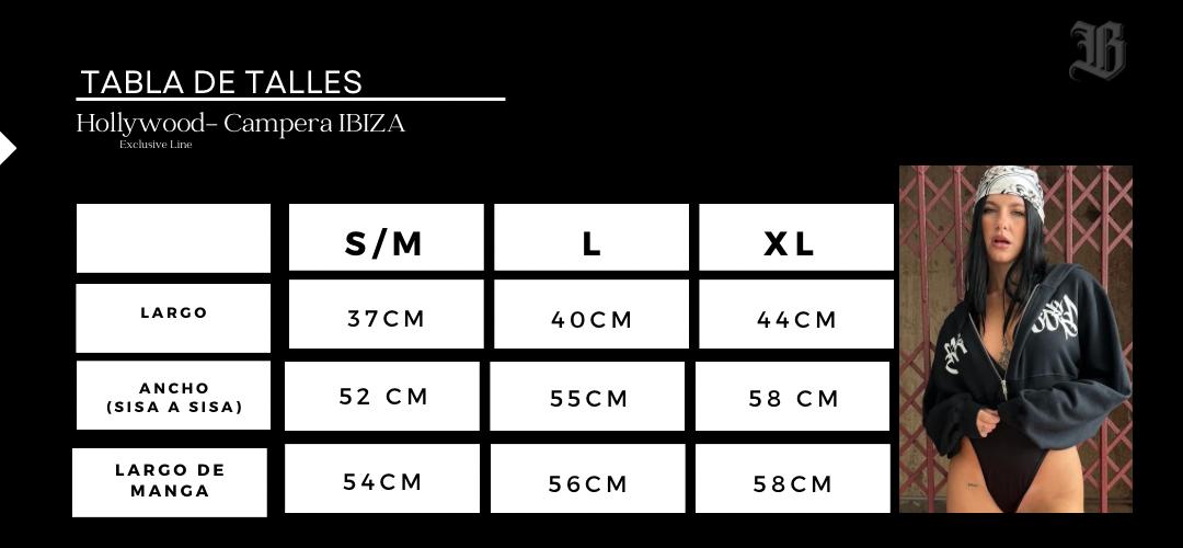 Guía de talle Campera Ibiza