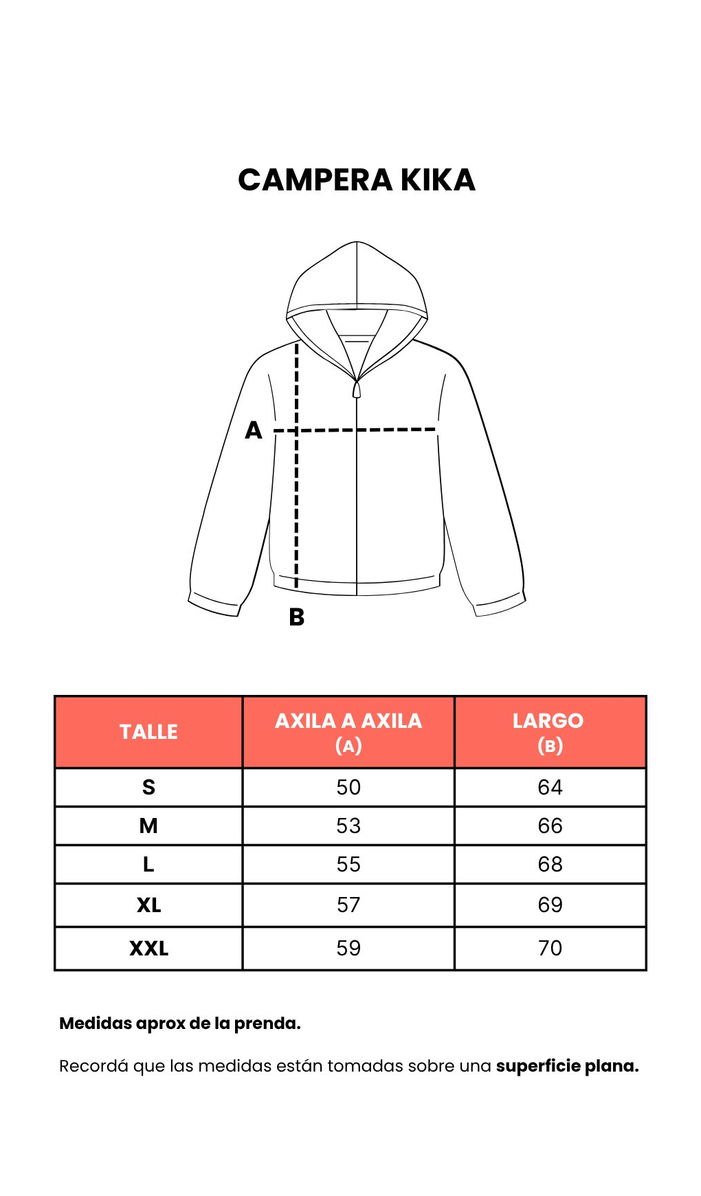 Tabla de talles Campera Kika