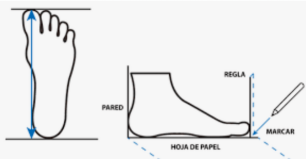 descripción de como colocar los pies para medirlo