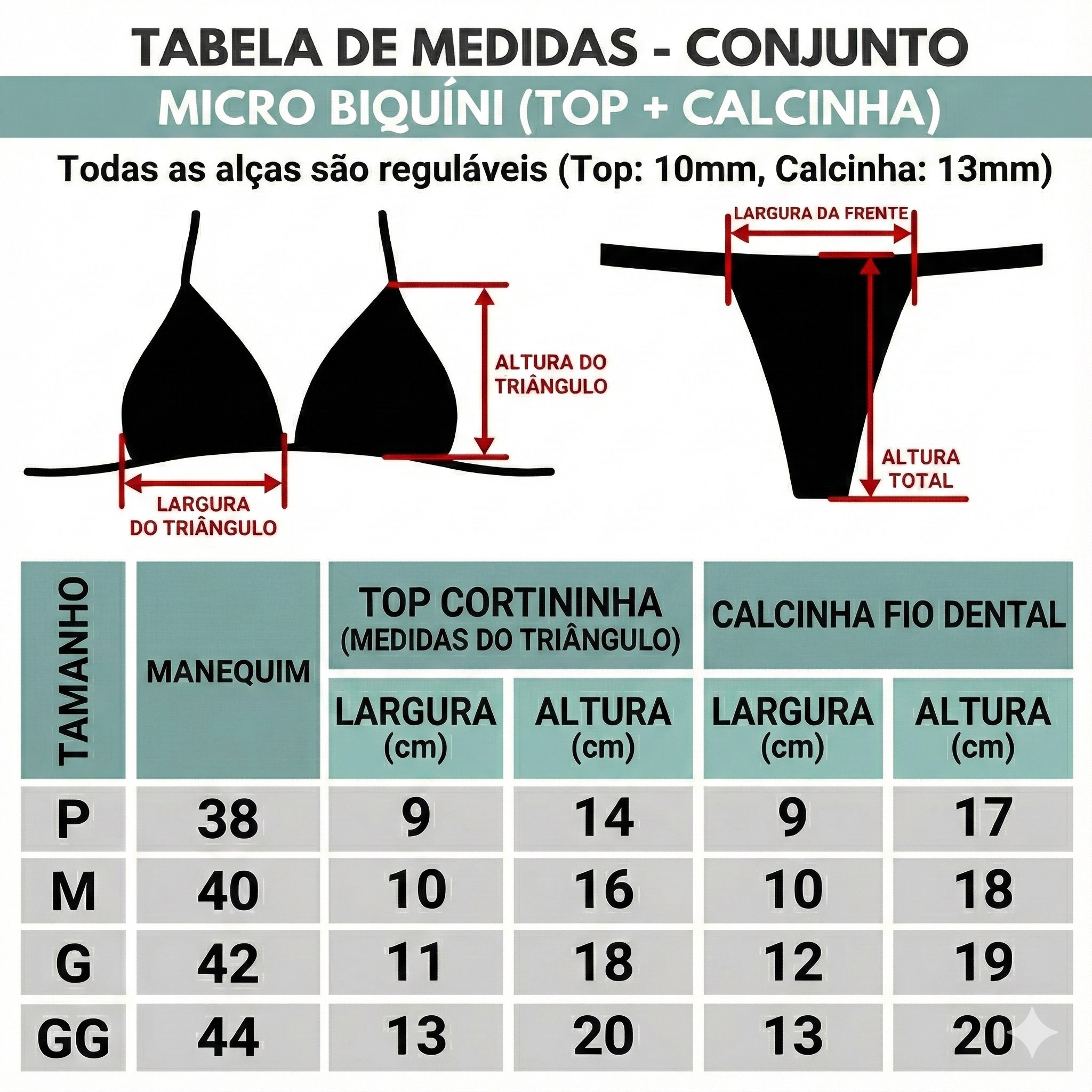 TABELA DE MEDIDAS