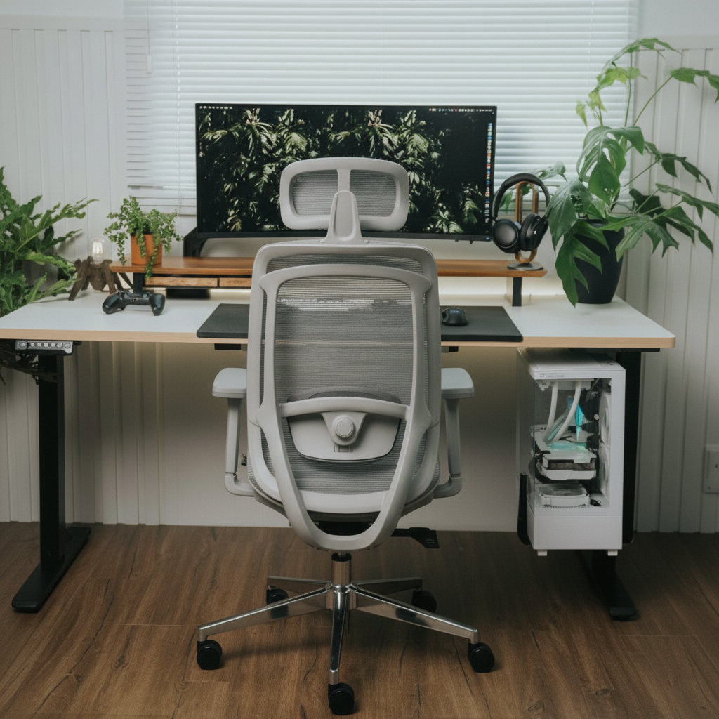 Alba en espacio de trabajo minimalista