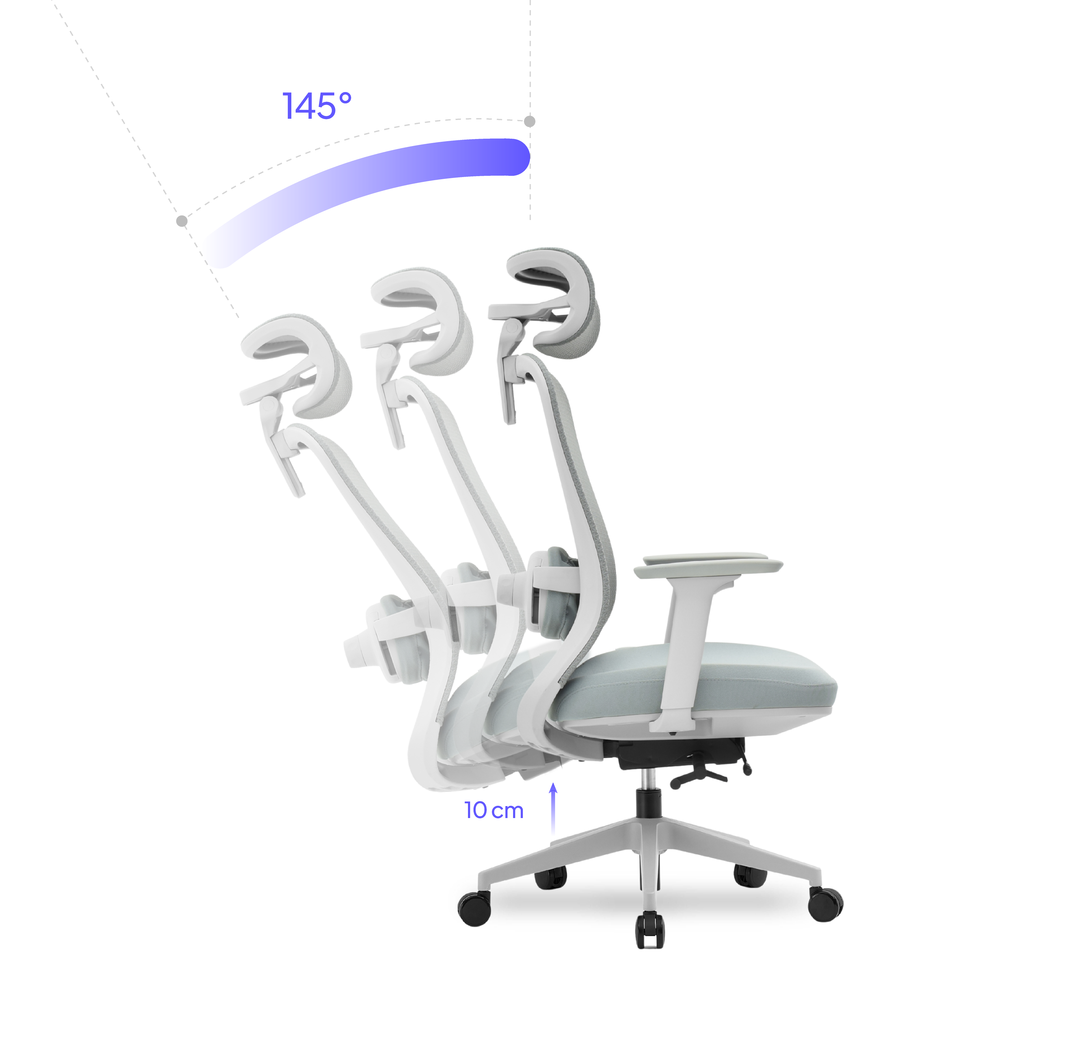 Reclinación 145 grados con 5 posiciones