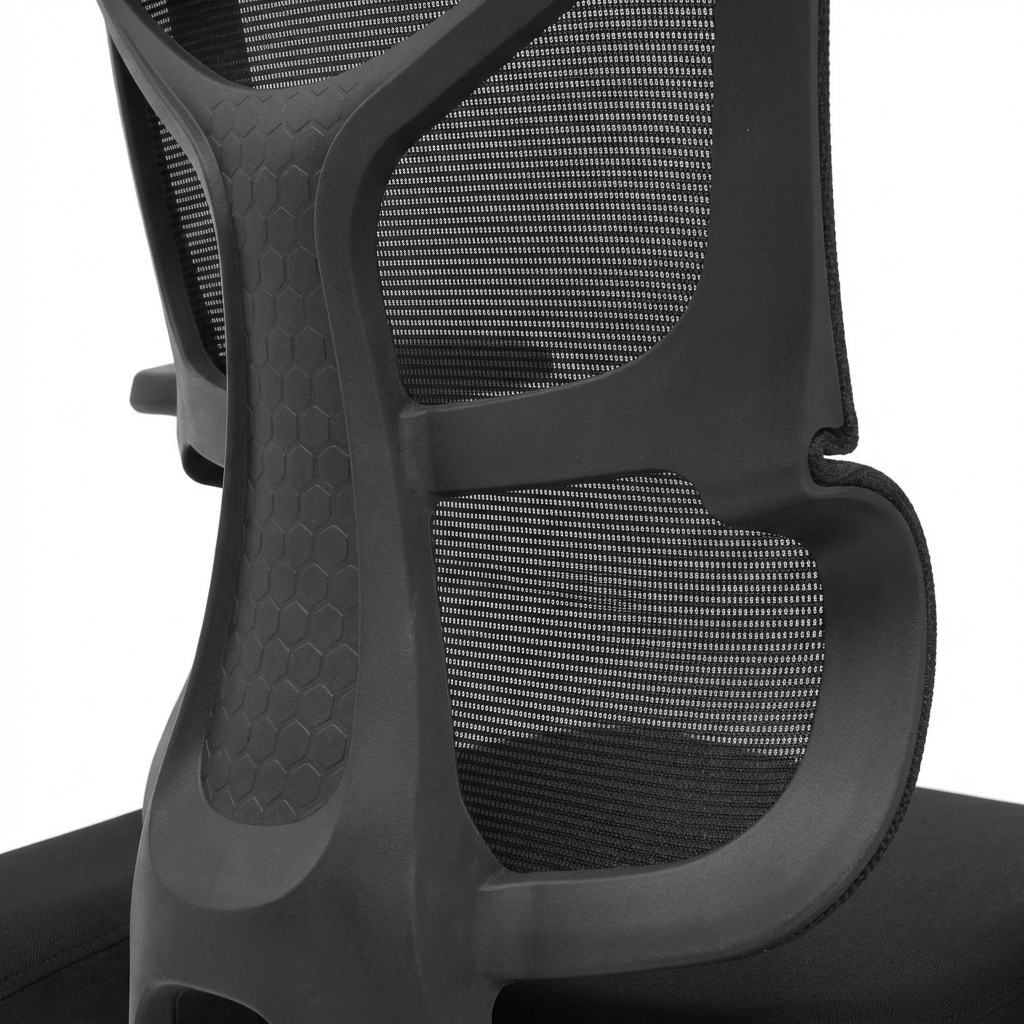Detalle del respaldo ergon&oacute;mico con soporte lumbar integrado