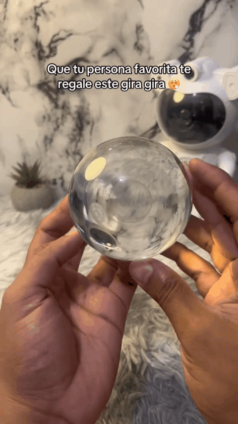 Esfera de Cristal 3D Saturno giratoria detalle