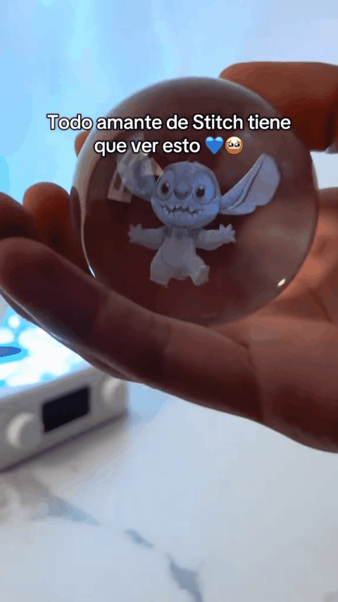 Esfera 3D Stitch con Base Giratoria