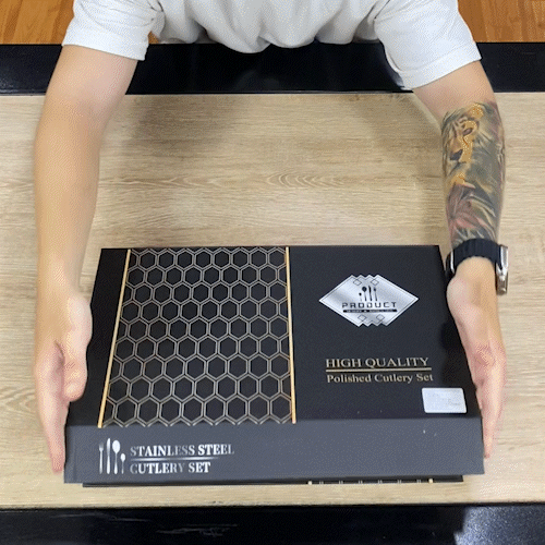 Set de cubiertos x24 acero inoxidable negro mate