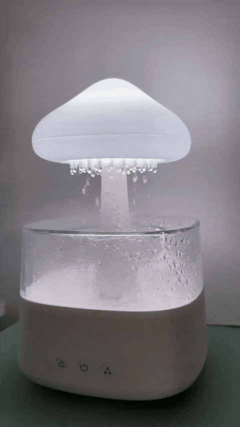 Velador Nube con lluvia encendido
