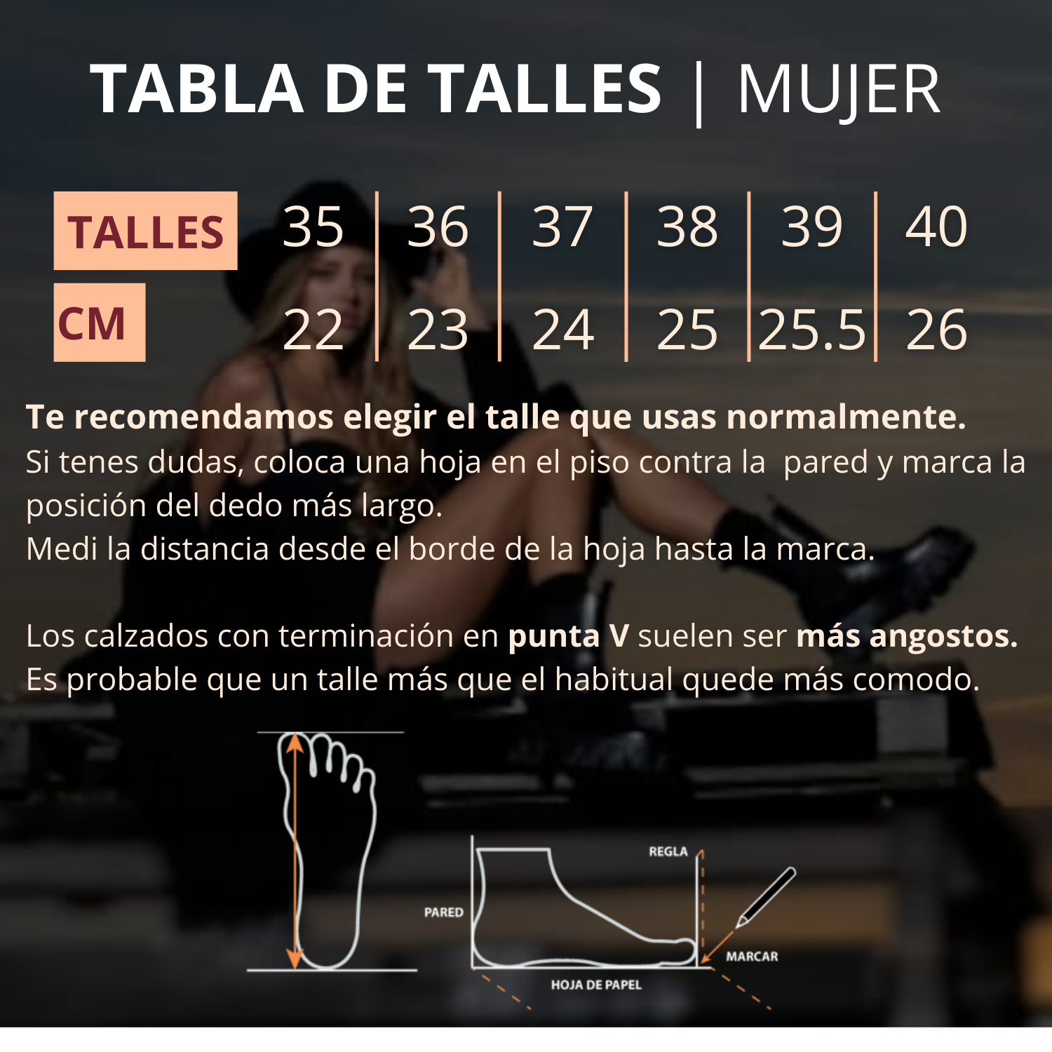 Tabla de talles Vamira - Calzado femenino - zapatos para mujer