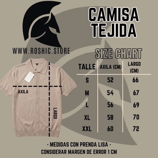 Guía de talles Camisa Cardigan Tejida ROSHIC