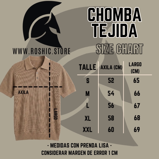 Guía de talles Chomba Tejida Hilo Tramada ROSHIC
