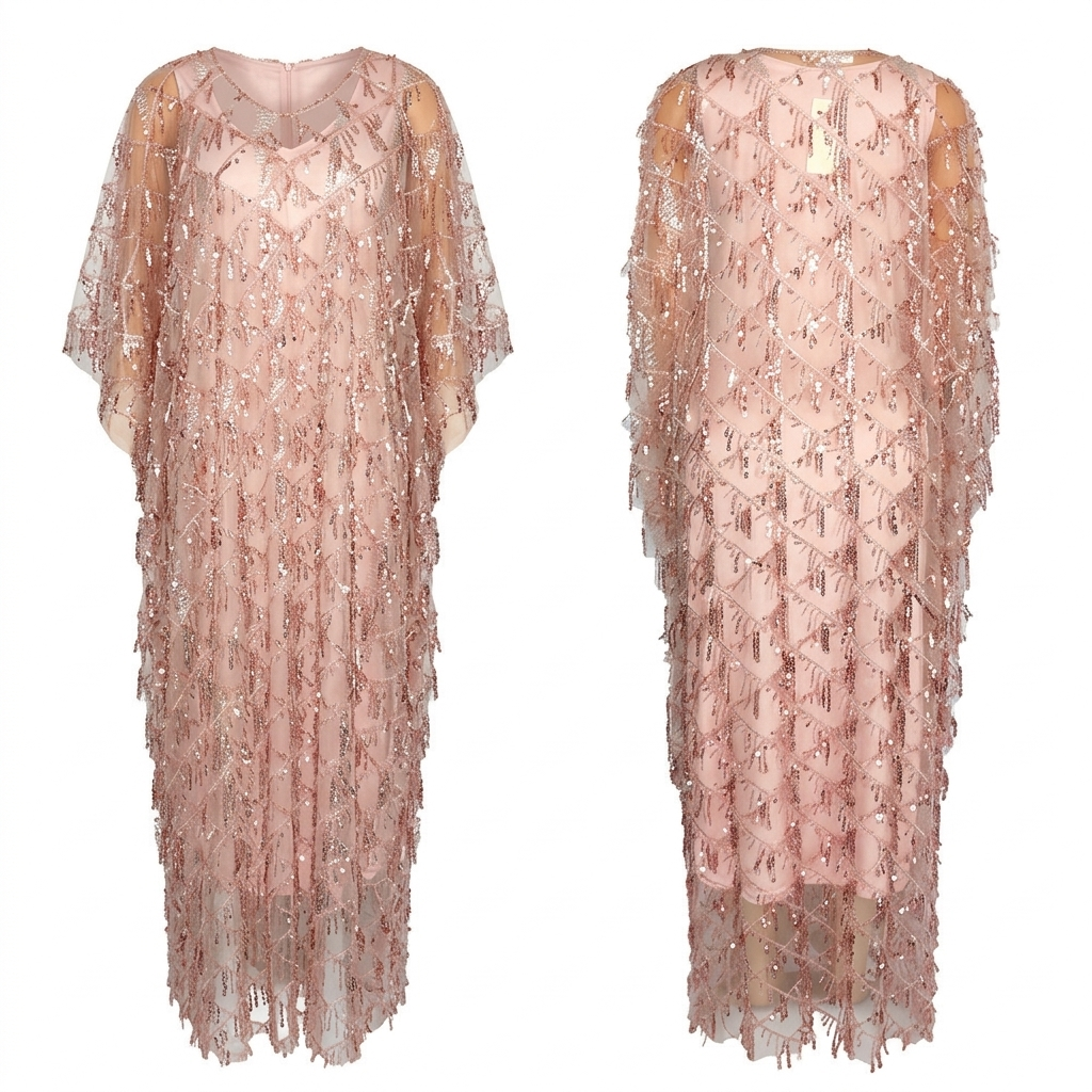 vestido sobre tudo de lantejoulas com franjas de alta qualidade