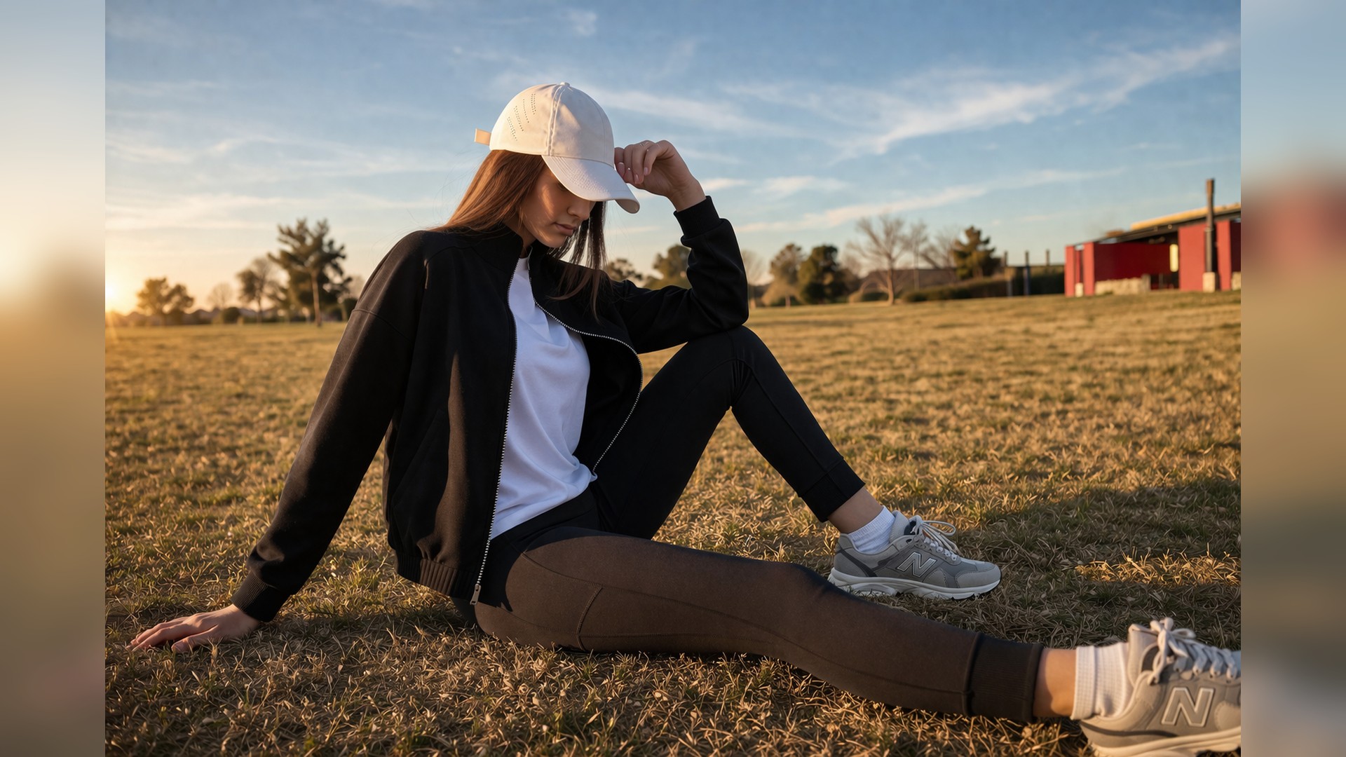 Look Albertina Negro Edit con Top Berta Blanco, Campera Cruz Negra y Calza Albertina de Goddess Activewear