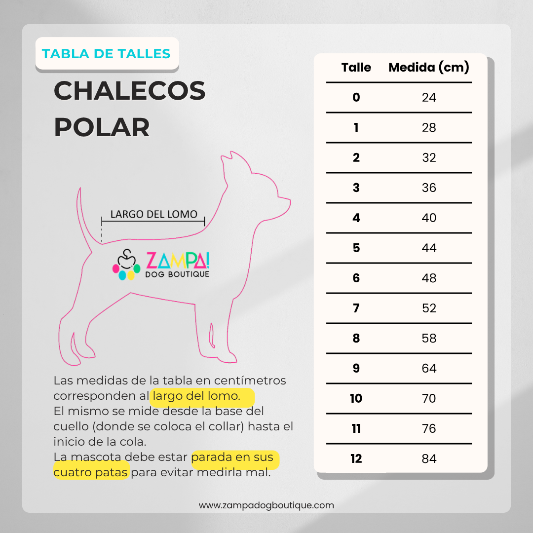 Tabla de talles - Chalecos polar
