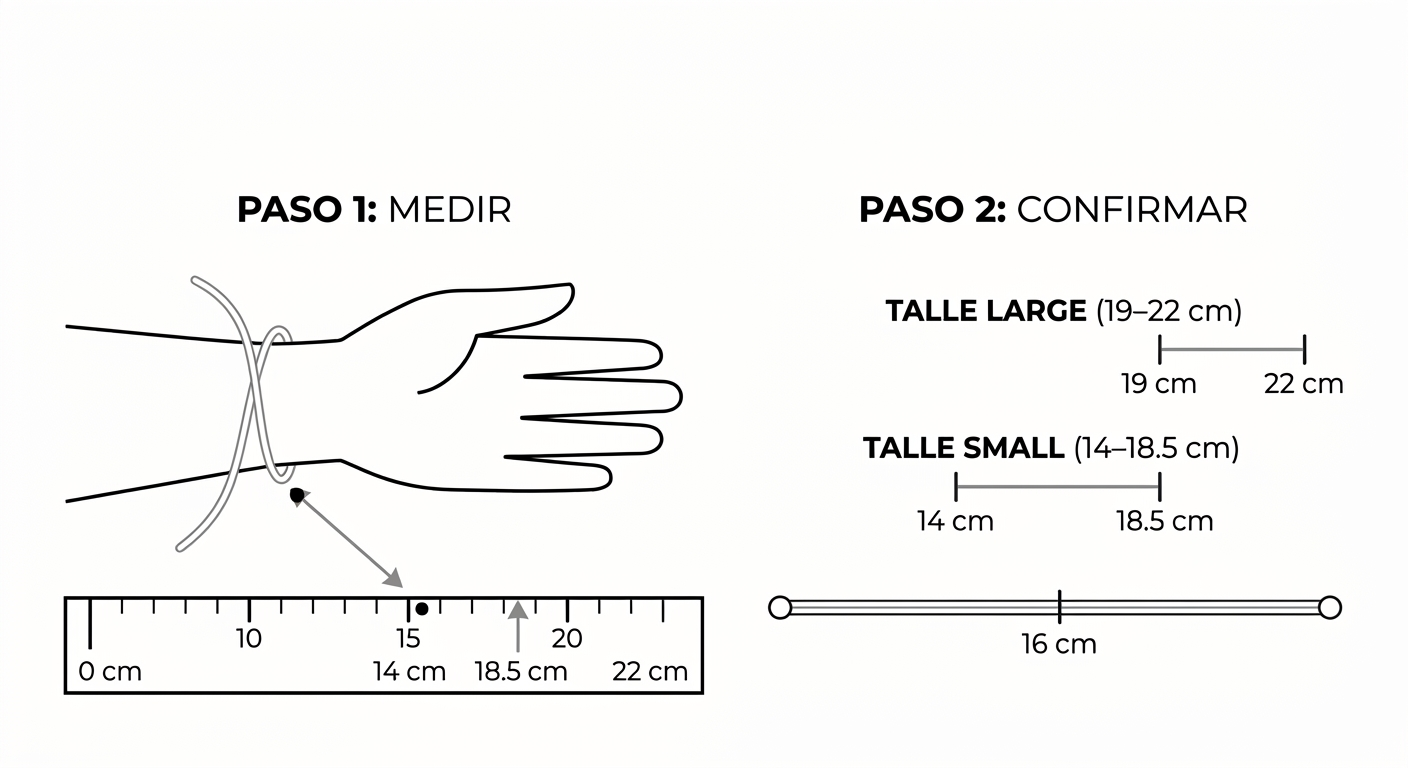 Guía visual para medir pulsera