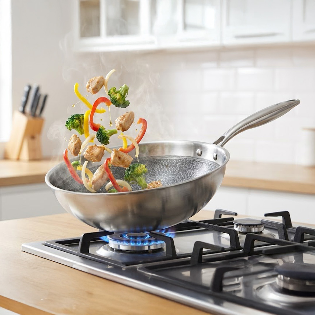 mosaico wok acero