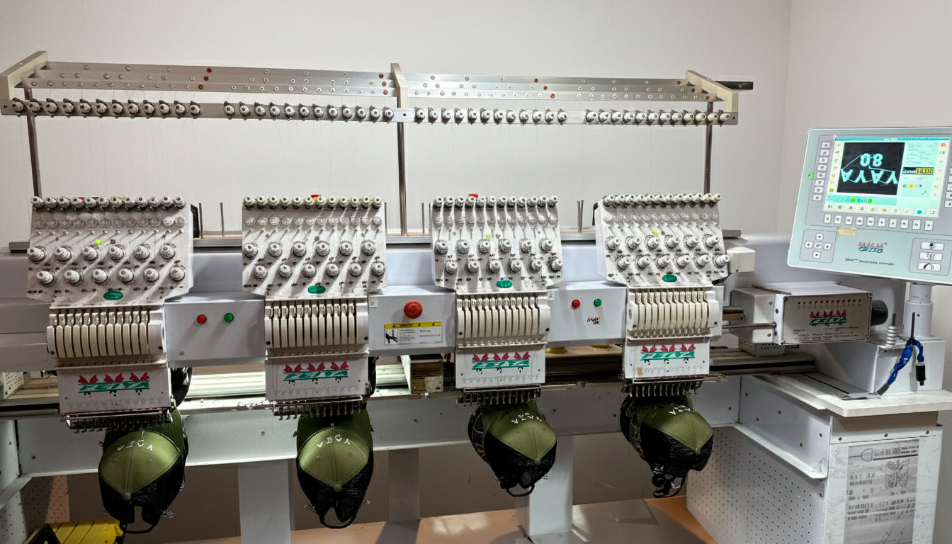 Bordadora industrial de varios cabezales en la fábrica
