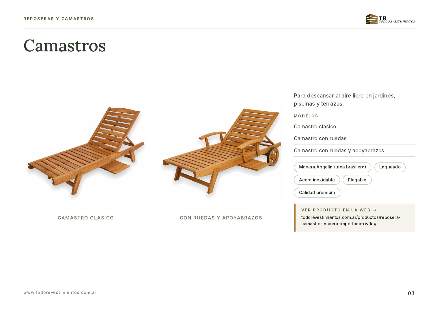 Camastros de madera Angelín
