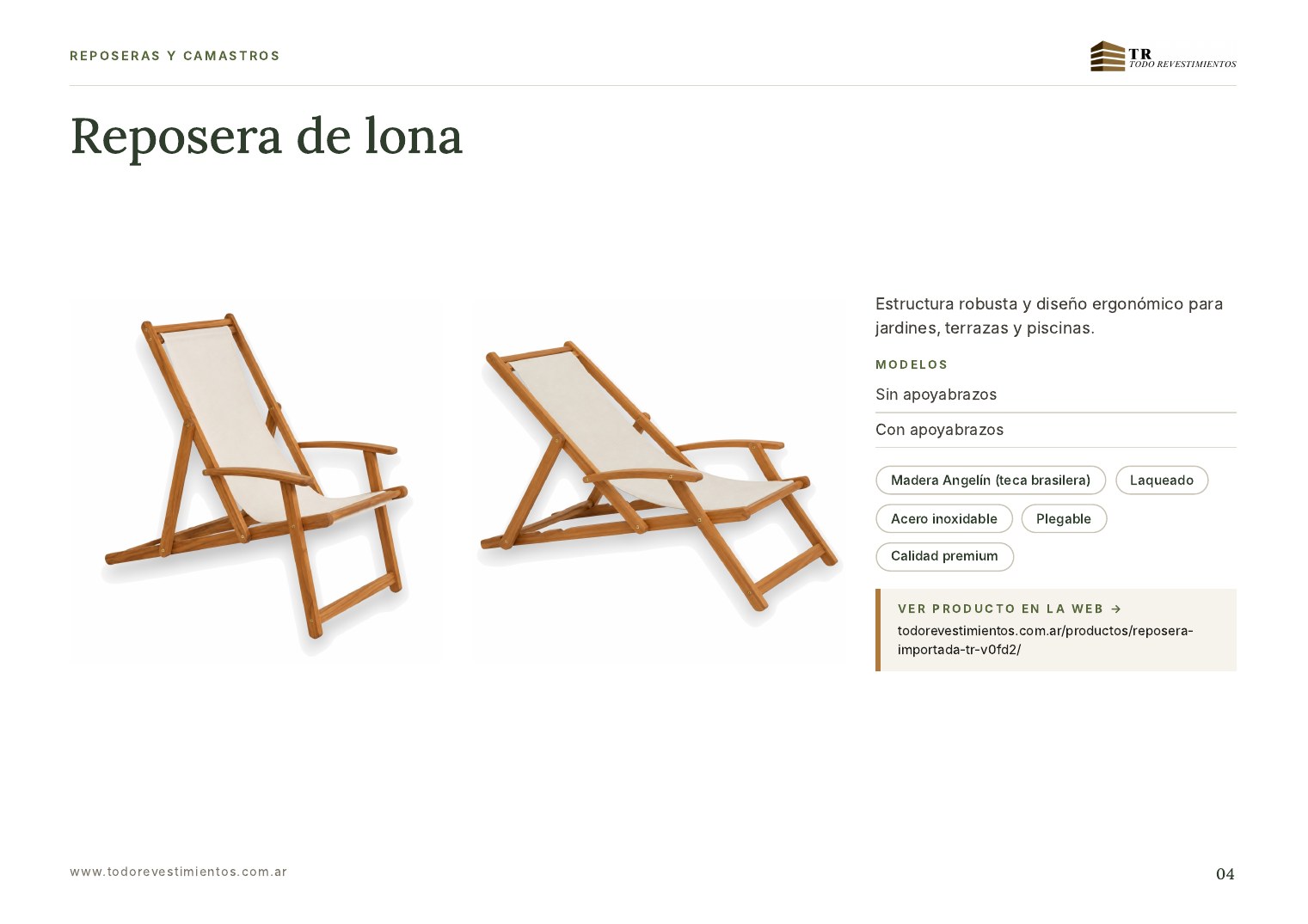 Reposera de lona
