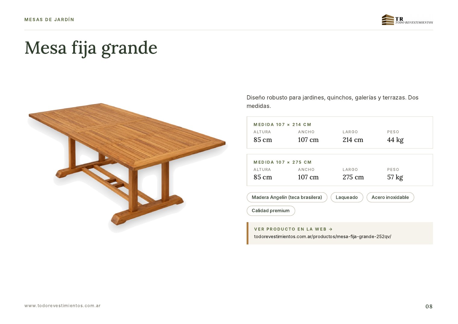 Mesa fija grande
