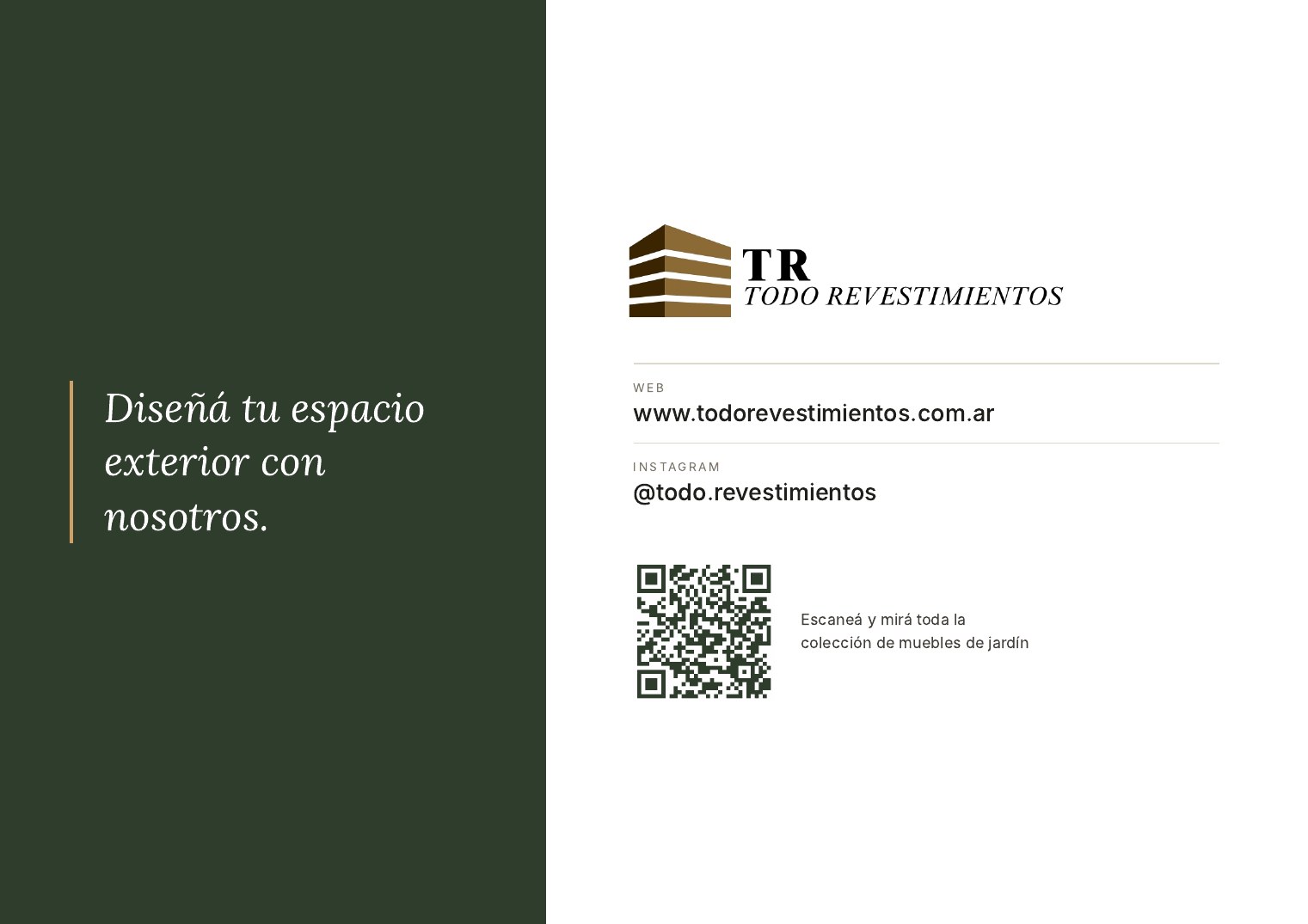 Diseñá tu espacio exterior con nosotros. www.todorevestimientos.com.ar, @todo.revestimientos
