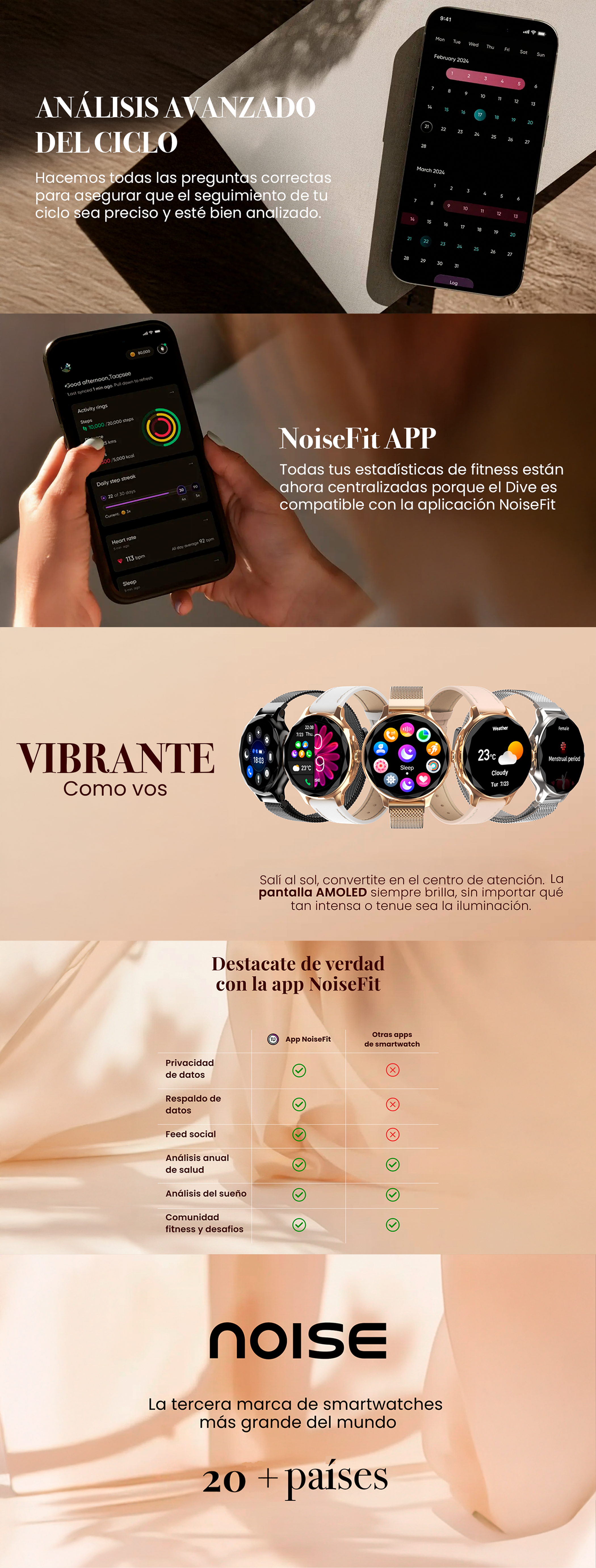 Smartwach Noise Diva Black - Contenido enriquecido