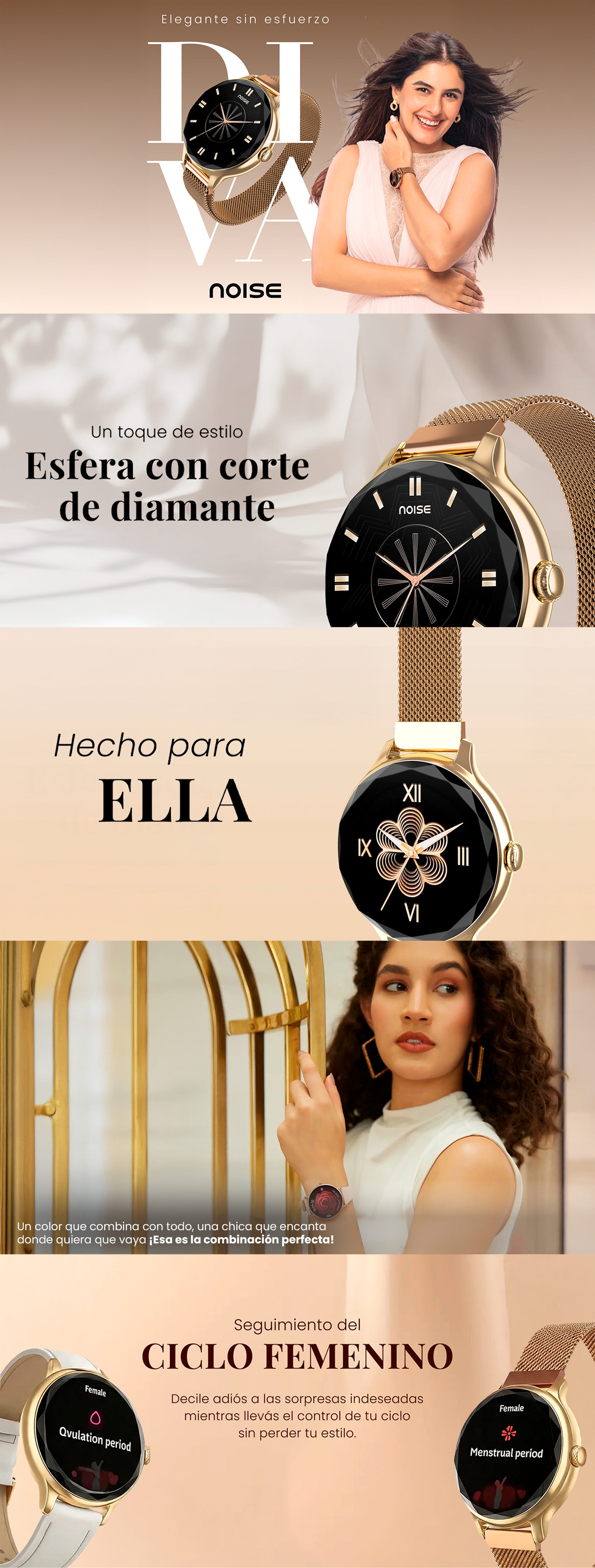 Smartwach Noise Diva Gold - Contenido enriquecido