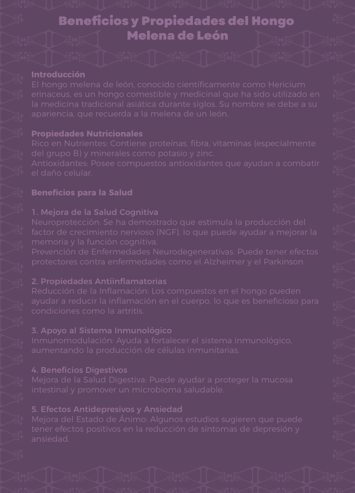 Beneficios de Melena de León