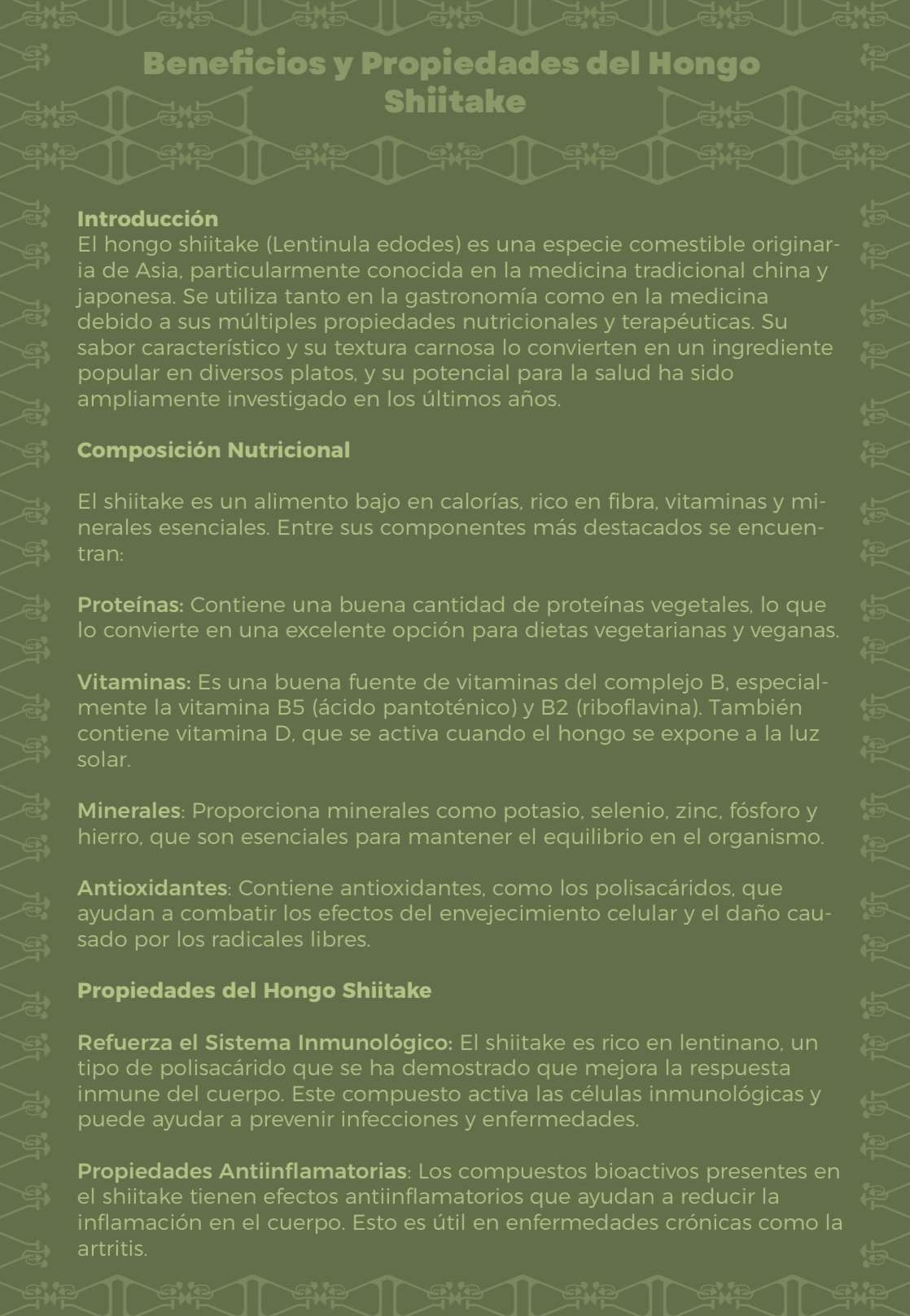Beneficios del Shitake